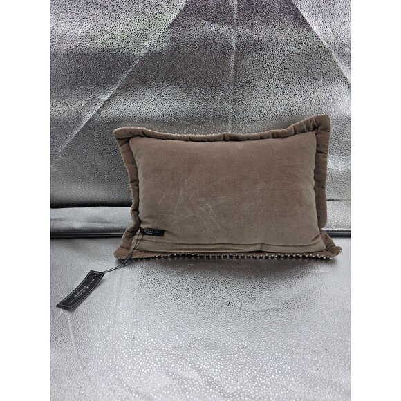 Elie Tahari Home Velvet Beaded Accent Pillow Brown 18"x10" - Picture 5 of 8